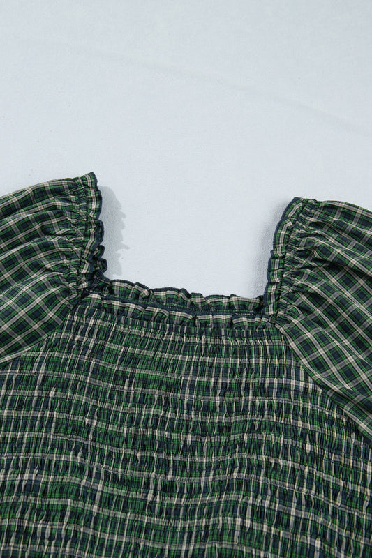 Green Plaid Maxi Dress