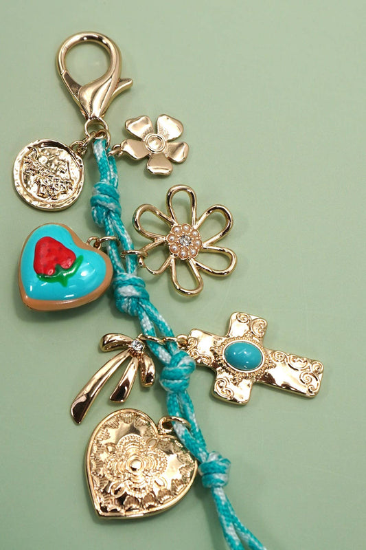 Cross & Porcelain Strawberry Rope Bag Charm