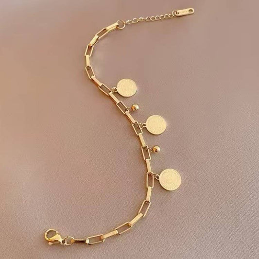 18K STAINLESS STEEL TARNISH FREE COIN BRACELET