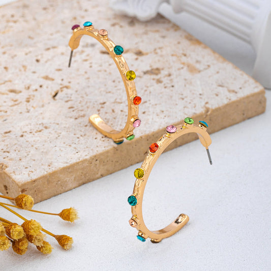 Multi Color Gemstone Hoop Earrings