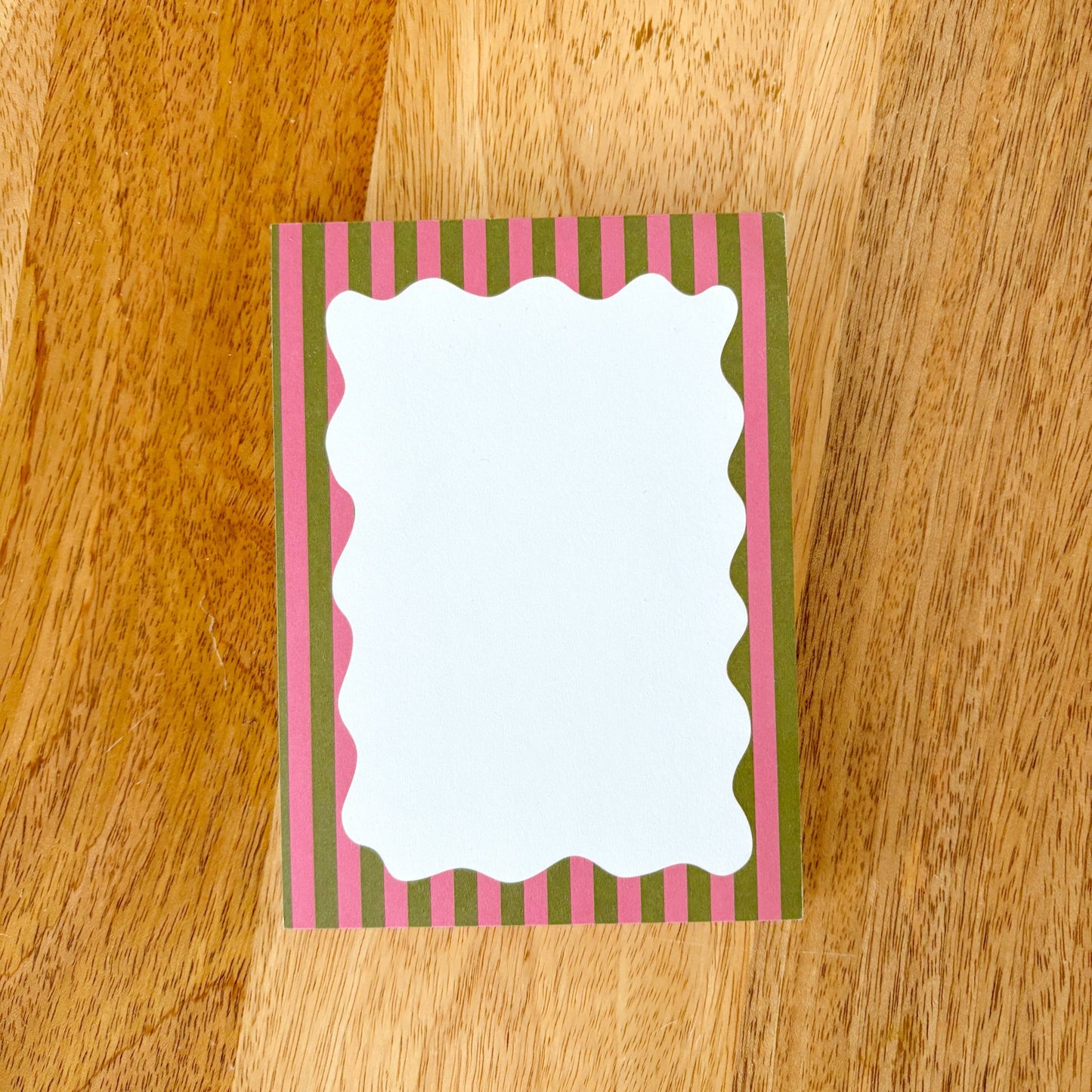 4x5.5in Notepad - Scalloped Pink & Green Stripes