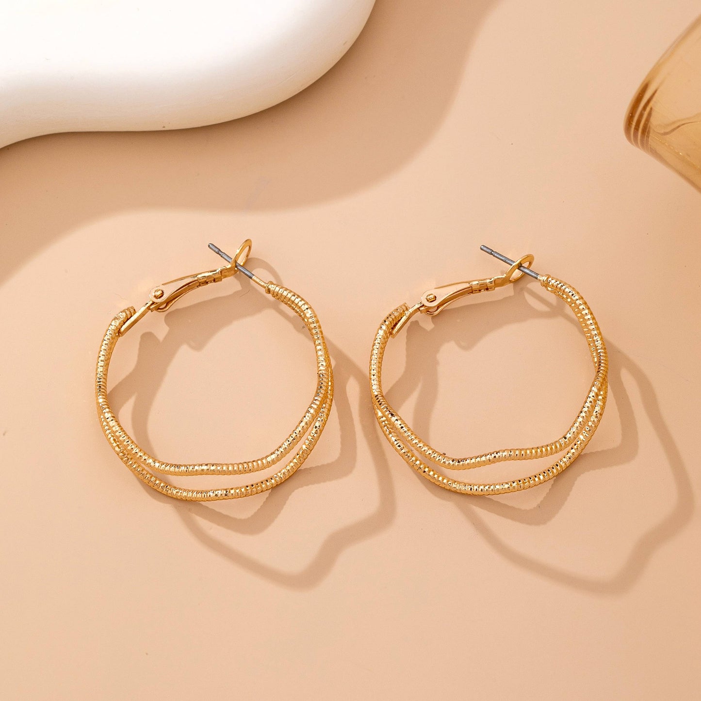 Textured Wavy Gold Hoop Earrings
