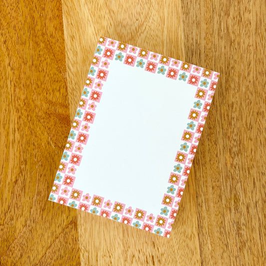 4x5.5in Notepad - Checkered Florals