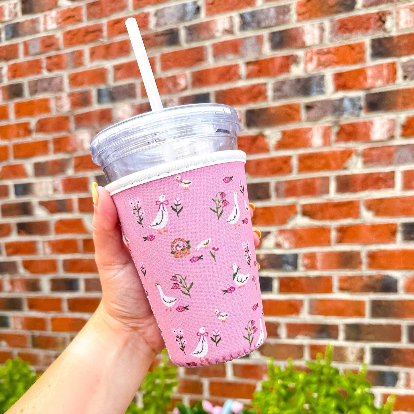 Small Cottage Geese ice Coffee Sleeve