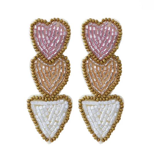 Beaded Heart Earrings