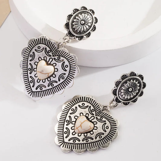 western heart earrings