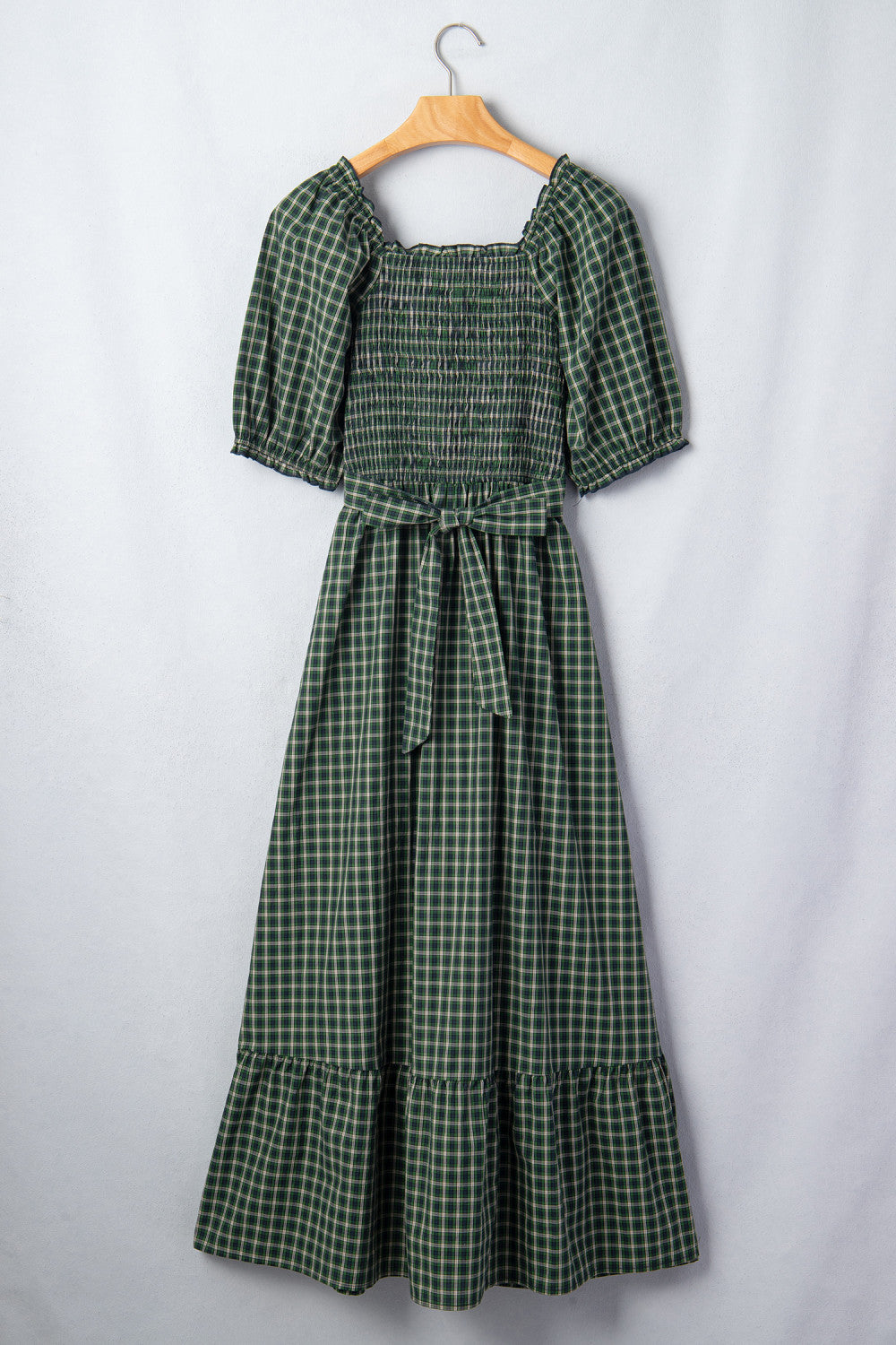 Green Plaid Maxi Dress