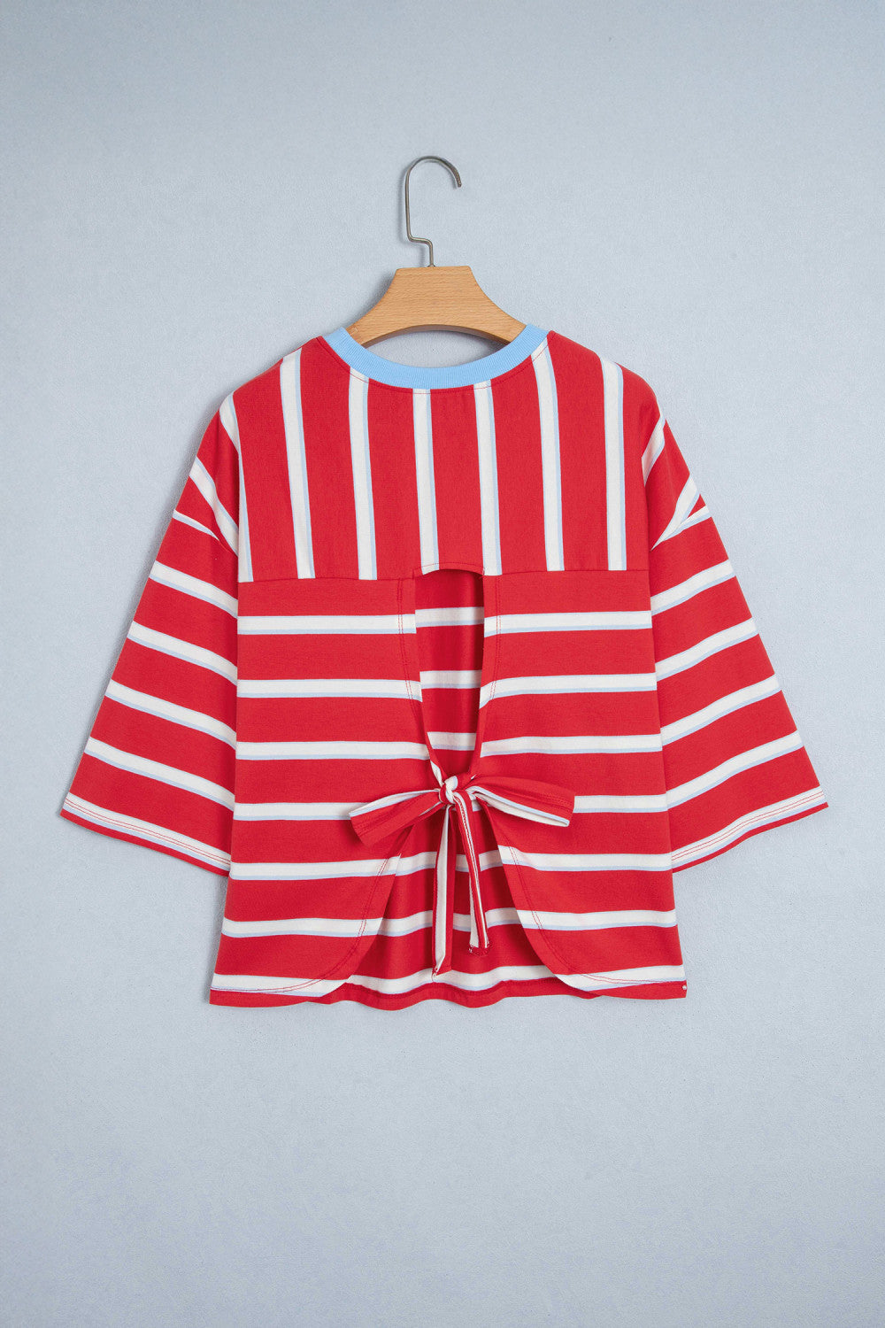 Red Stripped Cutout Back Tee