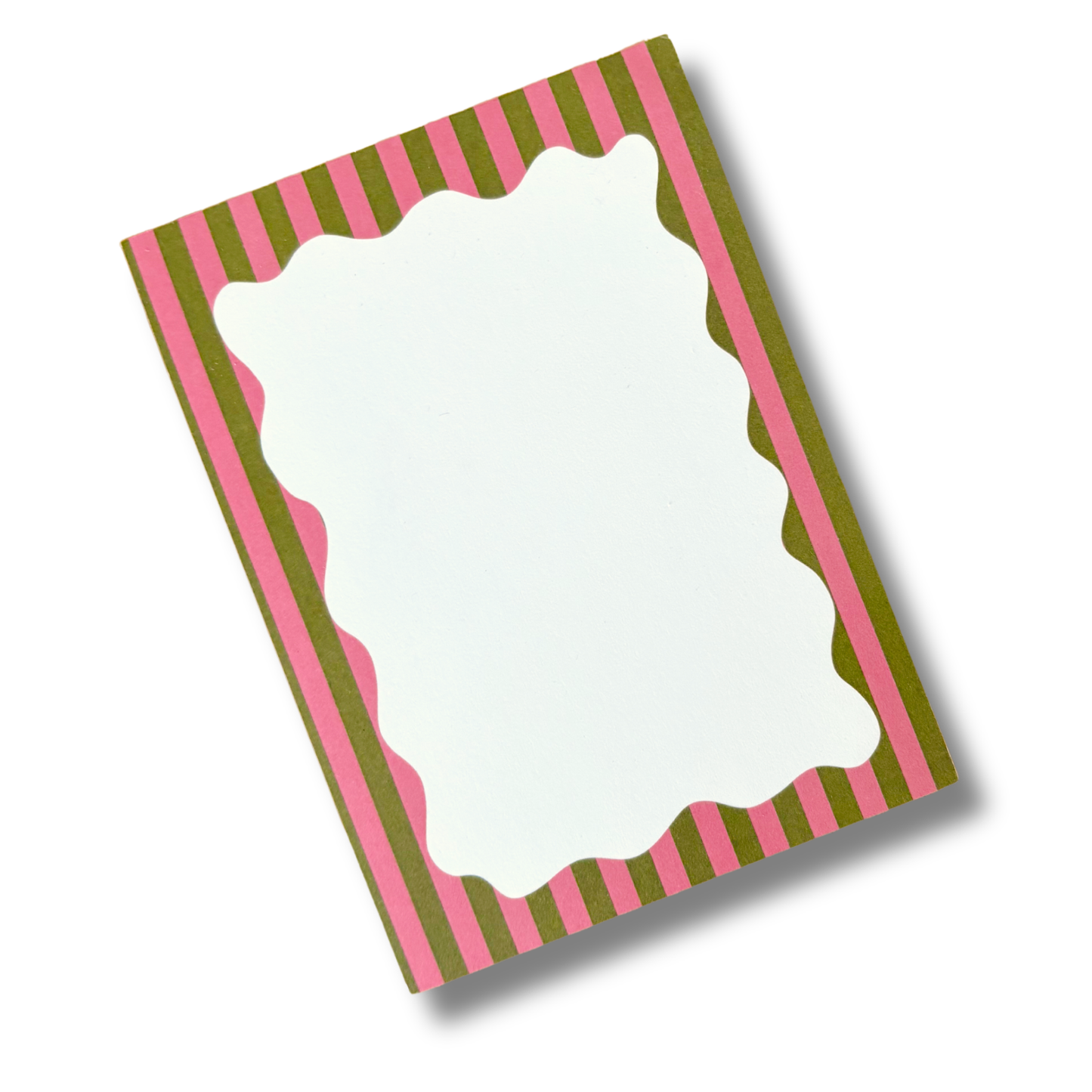 4x5.5in Notepad - Scalloped Pink & Green Stripes