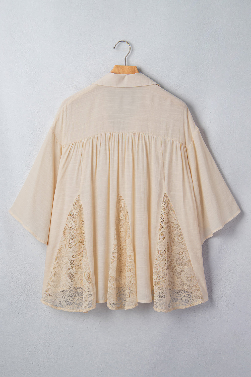 Oatmeal Lace Button Up