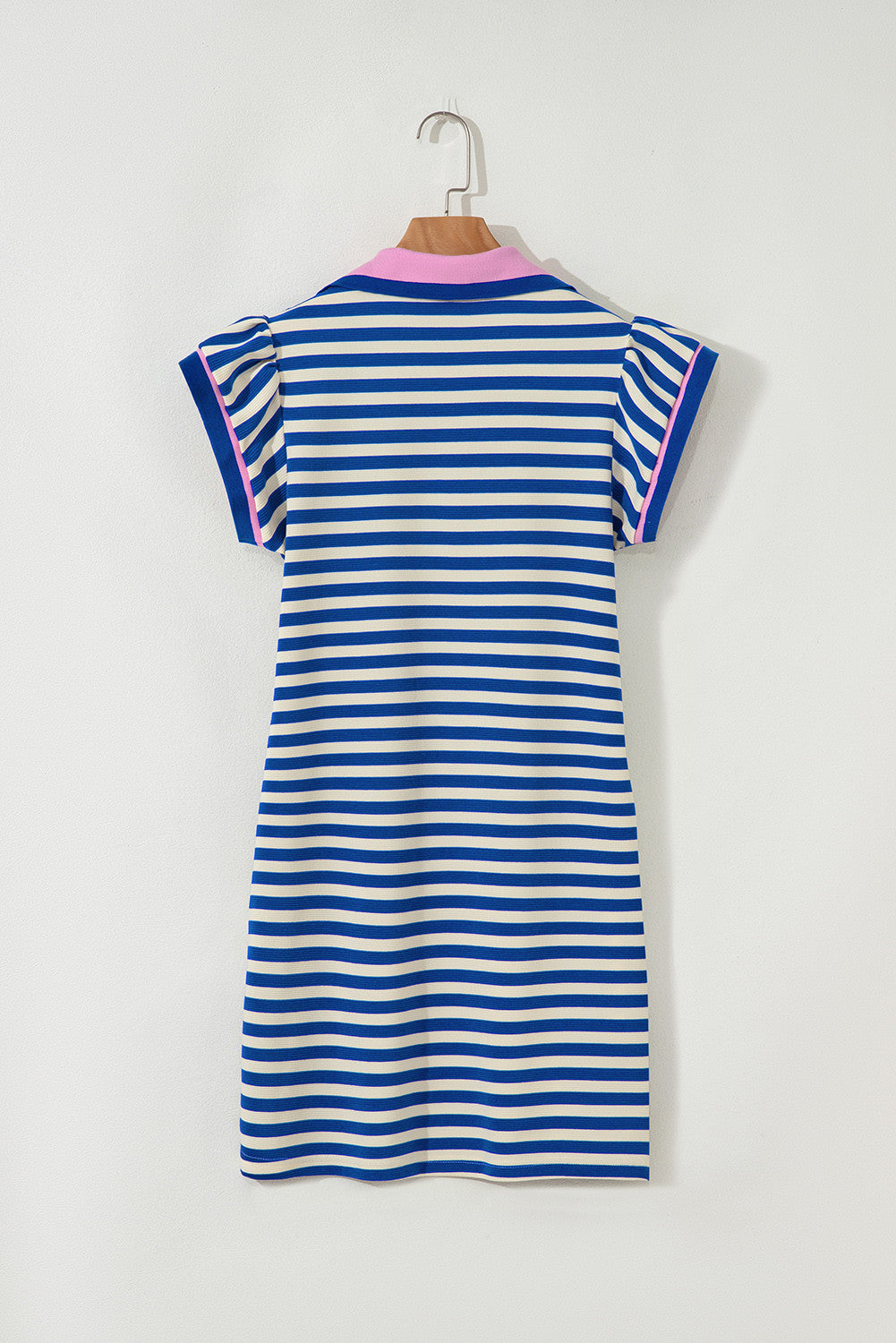 Blue Striped Puff Sleeve Dress