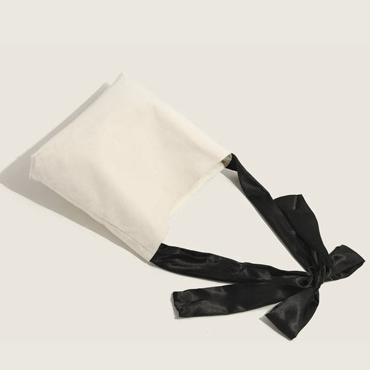 Bow canvas tote bag