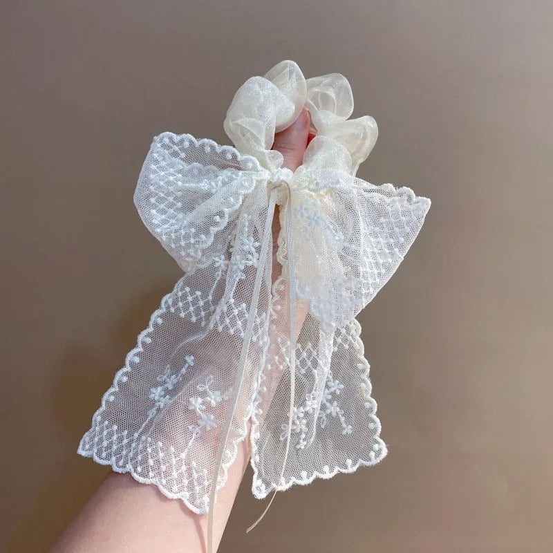 Lace bow scrunchie