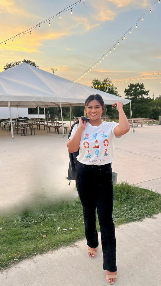 Hippies and cowboys tee