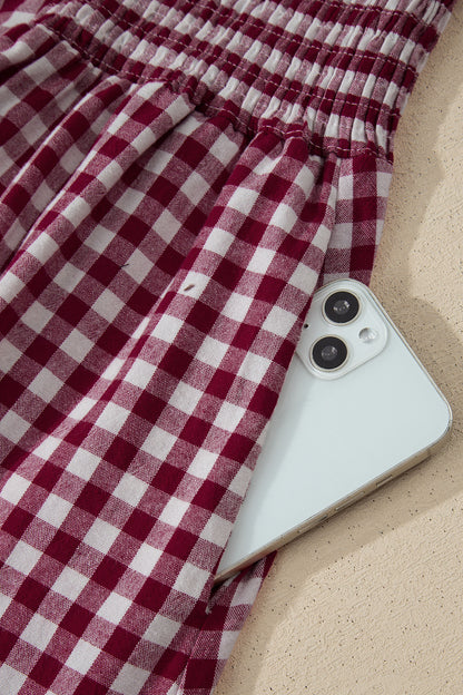 Deep Red Gingham Dress