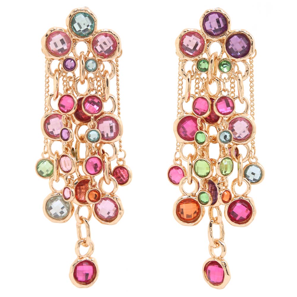Multi Tiered Crystal Tassel Drop Earring