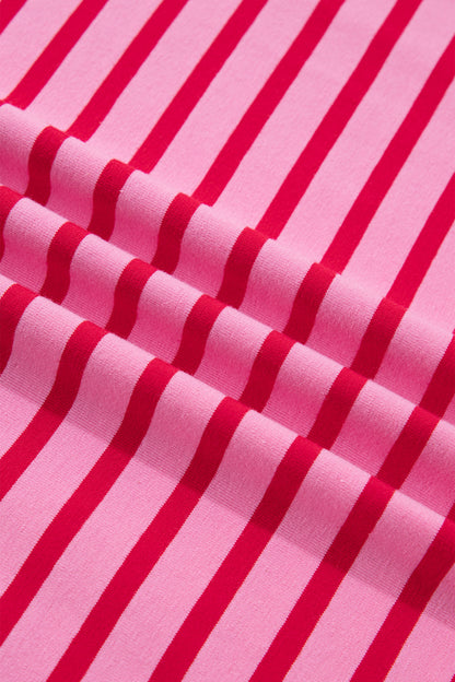 Pink Striped Scallop Trim Tee