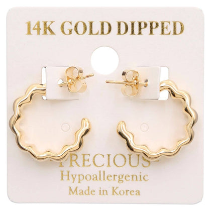 Gold Dipped Wavy Open Hoop Earrings