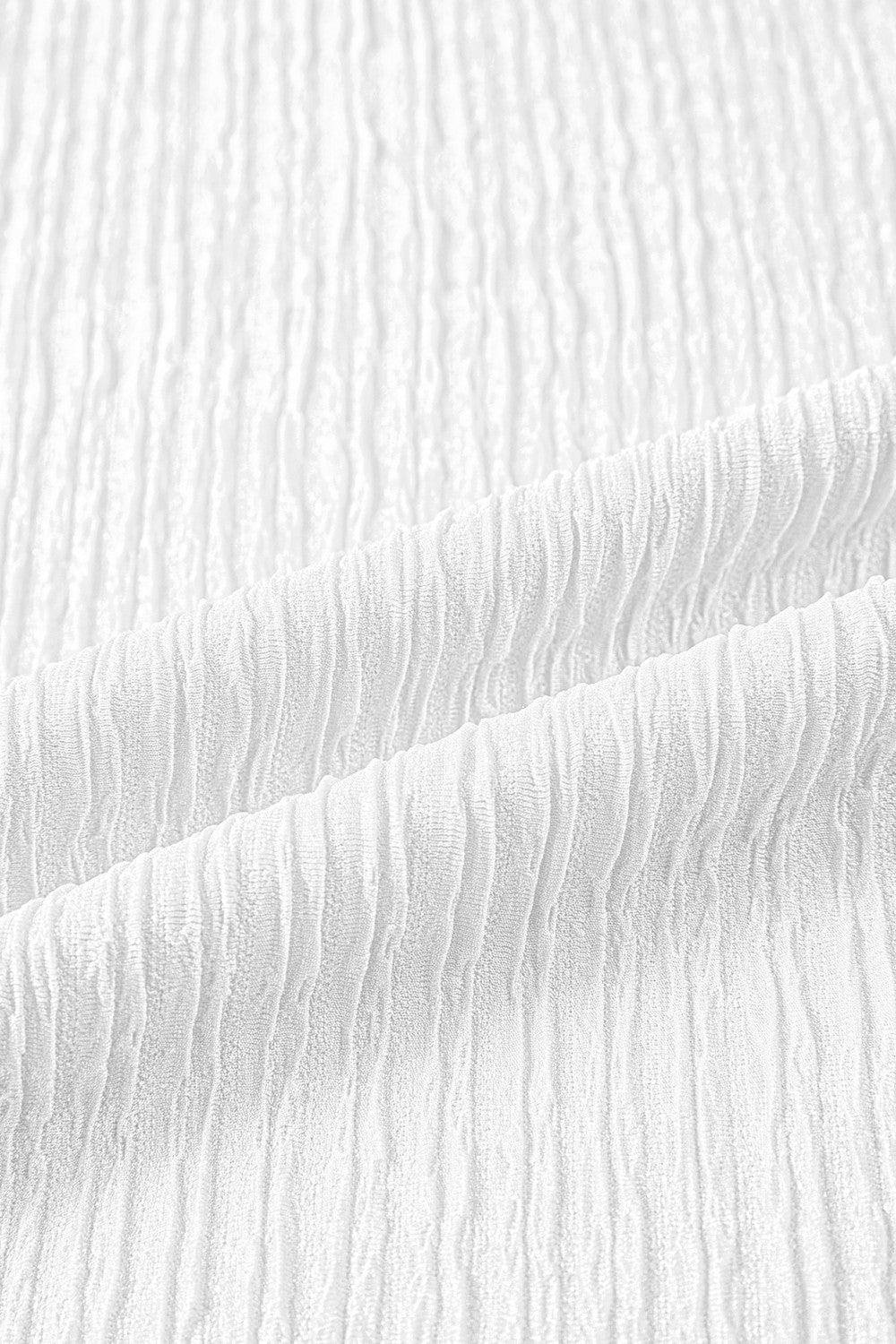 White Textured Ruffle Trim Top