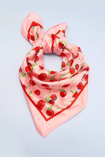 Cherry Print Silky Feel Scarf