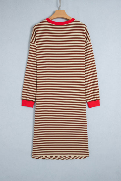 Striped Long Sleeve Tie Dress