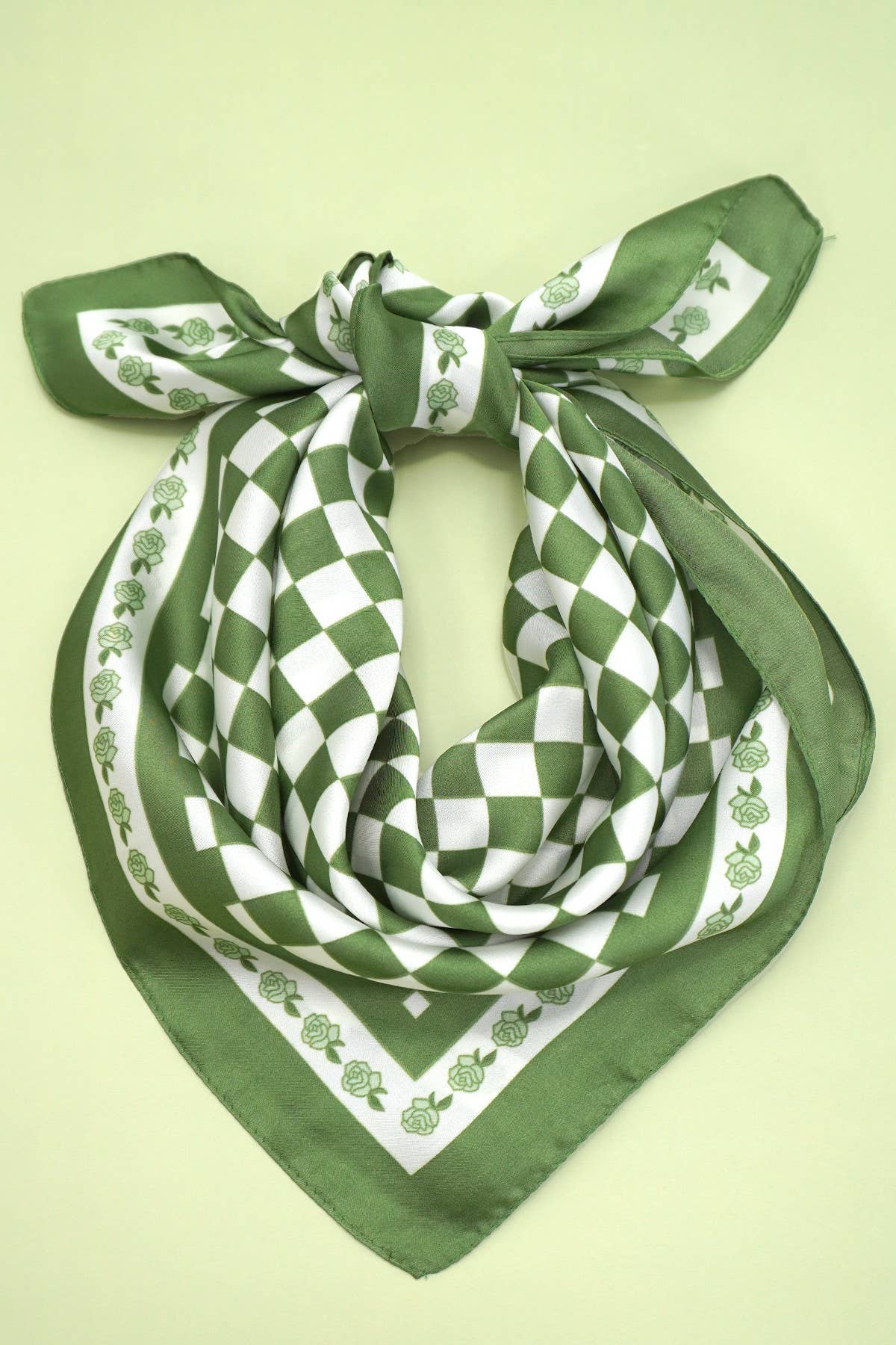 Checker Print Silky Feel Scarf