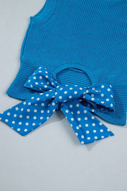 Polka Dot Knot Back Sweater Tank