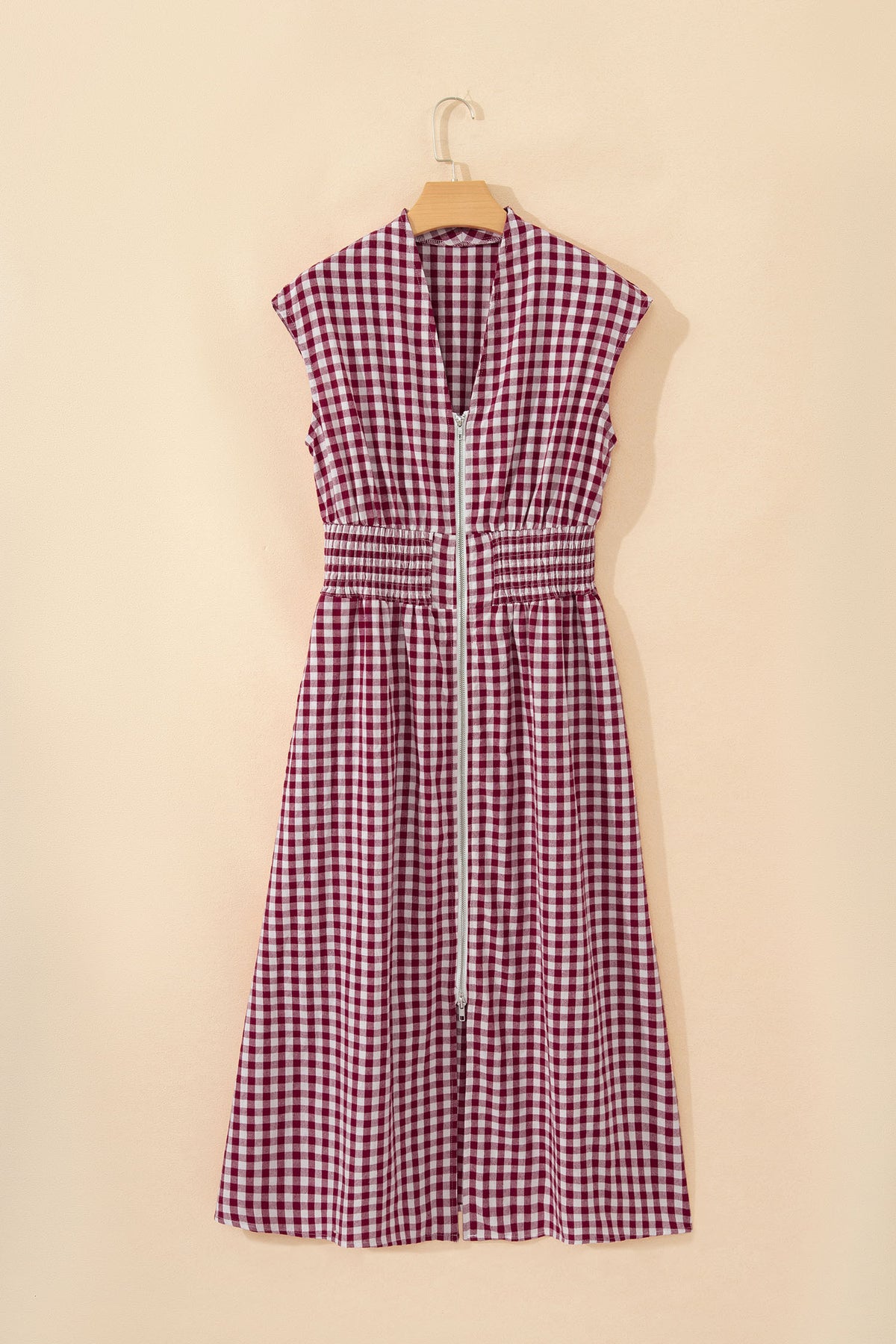 Deep Red Gingham Dress