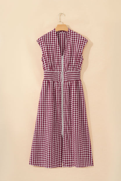 Deep Red Gingham Dress
