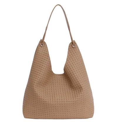 Vegan Leather Woven Tote Bag