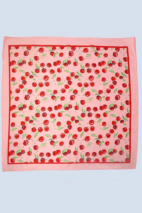 Cherry Print Silky Feel Scarf