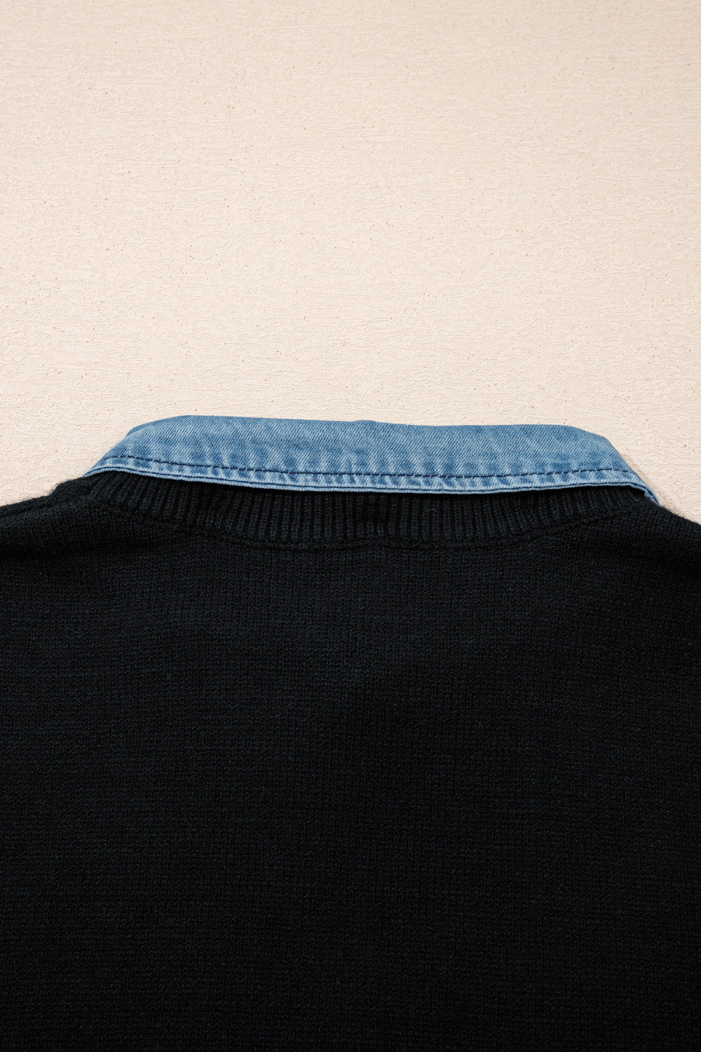 Black & Denim Collar Sweater Vest