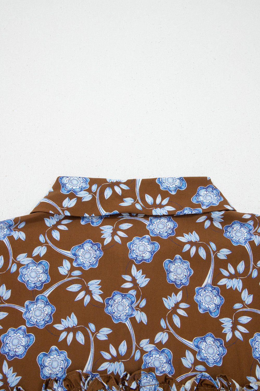 Brown & Floral Print Long Sleeve Dress