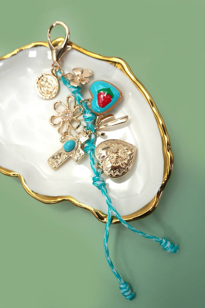 Cross & Porcelain Strawberry Rope Bag Charm