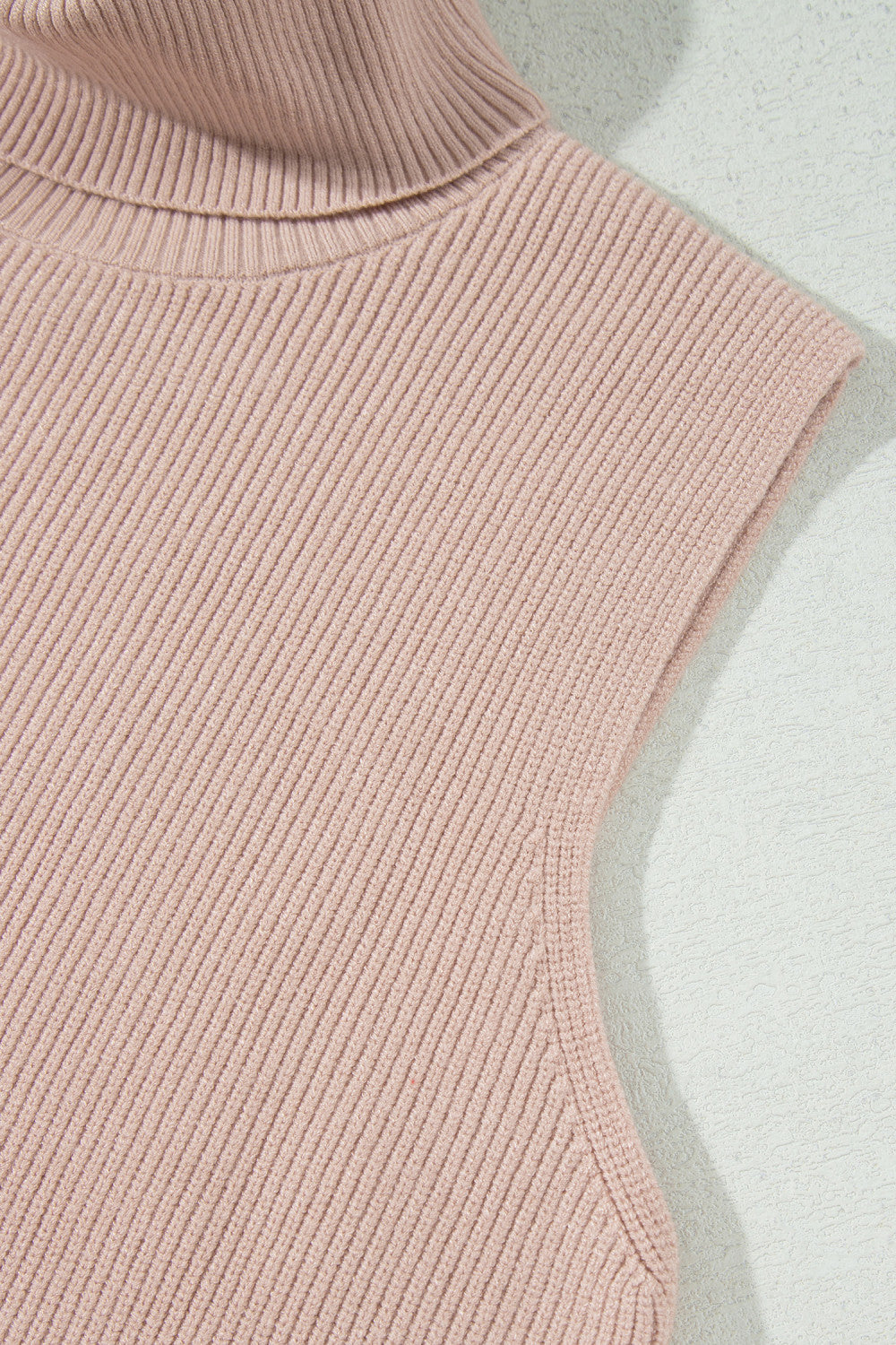 Beige Sleeveless Turtleneck