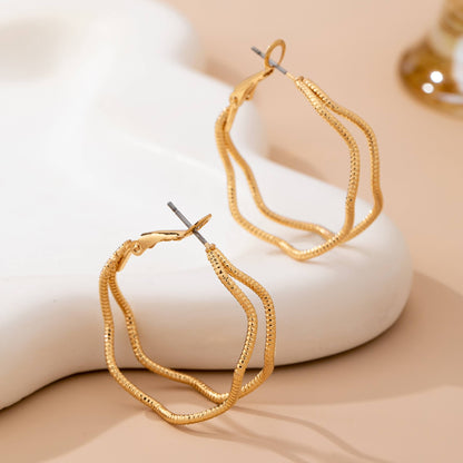 Textured Wavy Gold Hoop Earrings