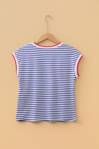 Red Trim Stripped T-Shirt