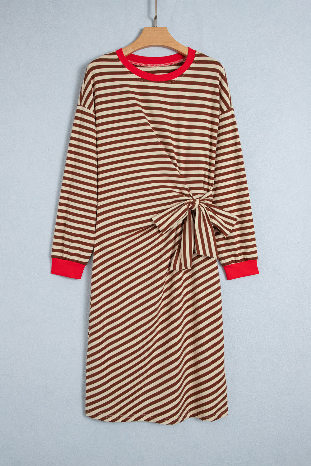 Striped Long Sleeve Tie Dress