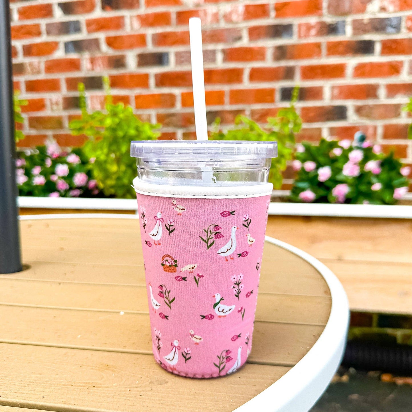 Small Cottage Geese ice Coffee Sleeve