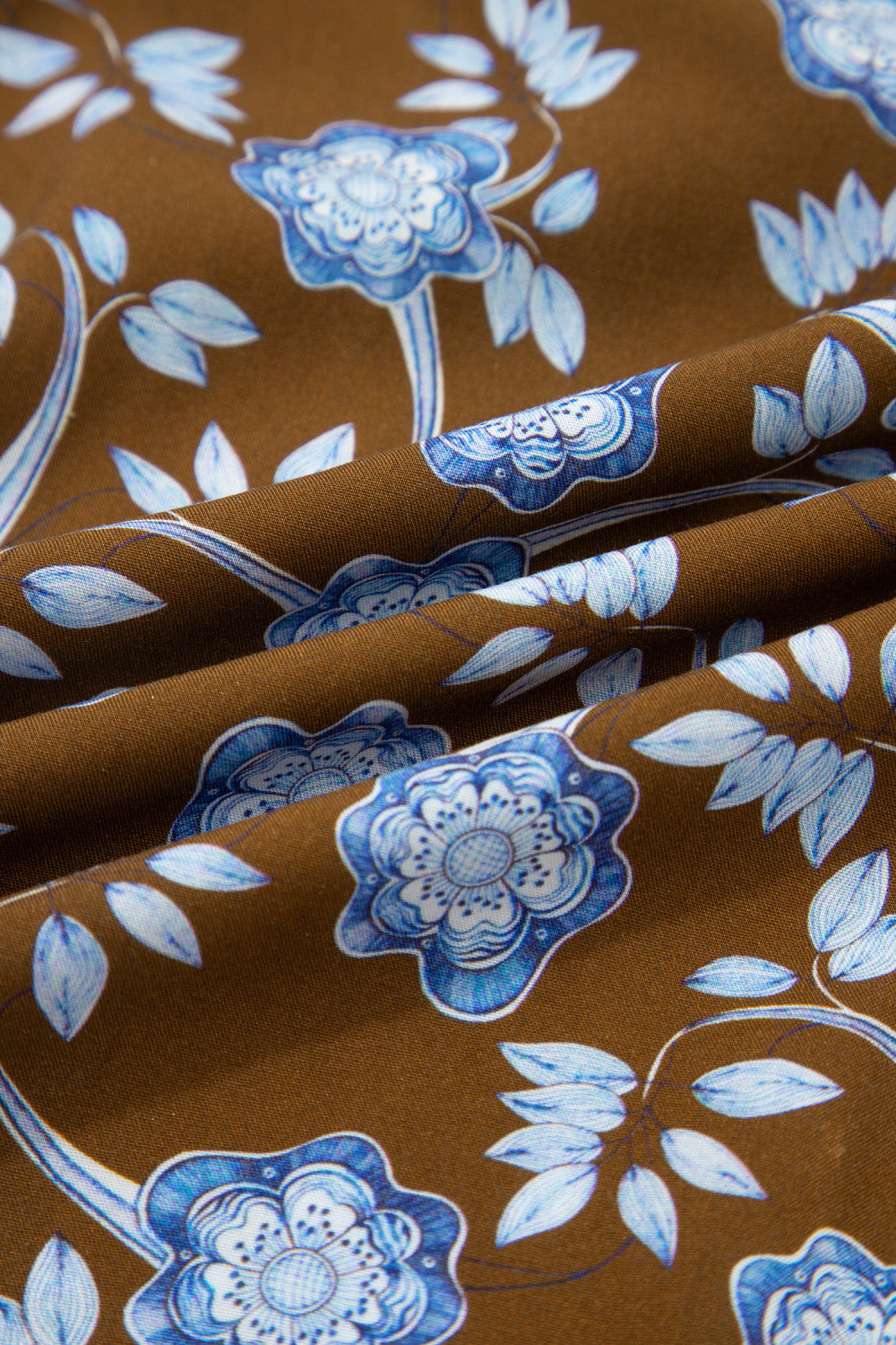 Brown & Floral Print Long Sleeve Dress