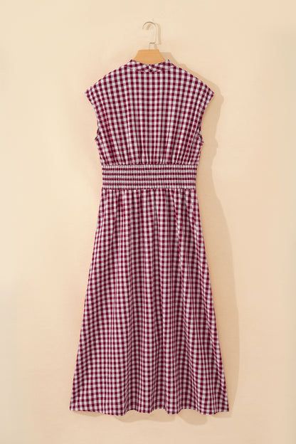 Deep Red Gingham Dress