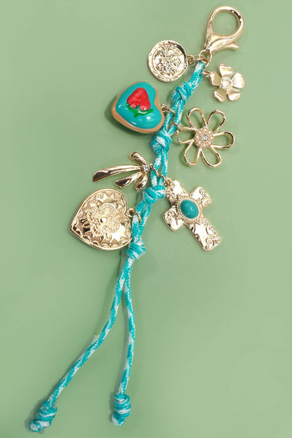 Cross & Porcelain Strawberry Rope Bag Charm