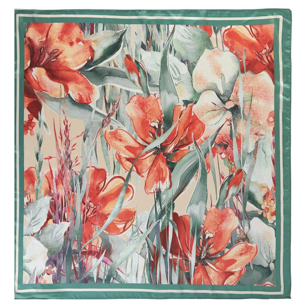 Watercolor Tulip Meadow Print Scarf