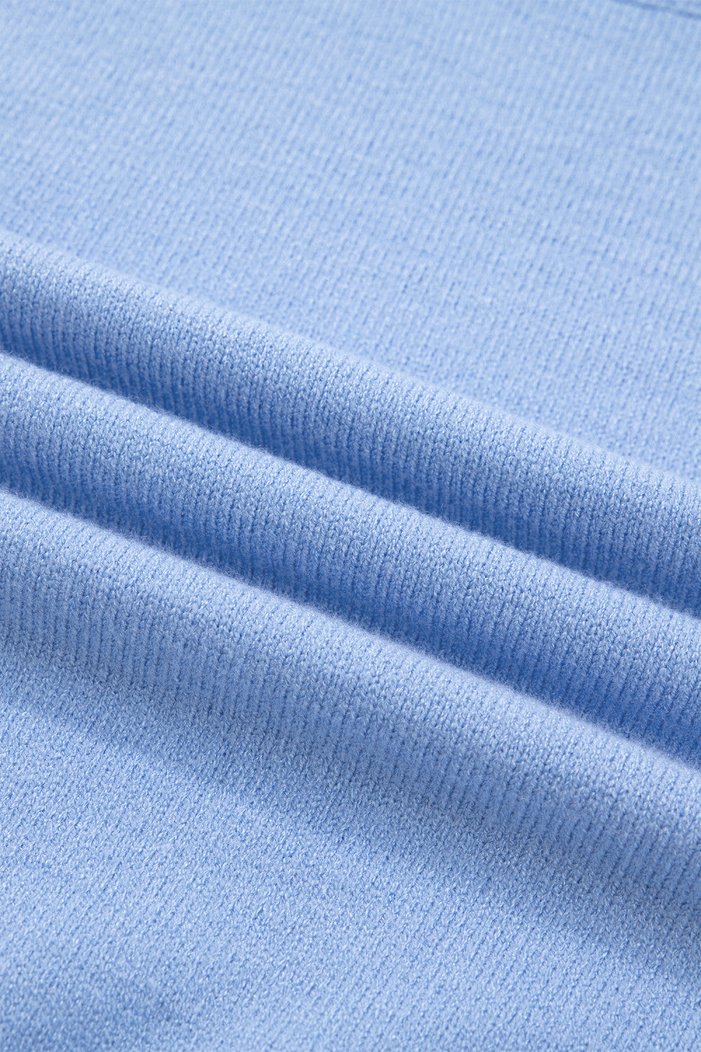 Blue Ruffled Short Sleeve Sweater