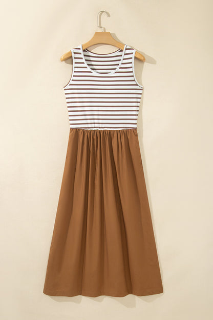 Striped Color-block Sleeveless Dress