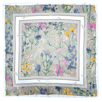 Flower Border Print Square Scarf
