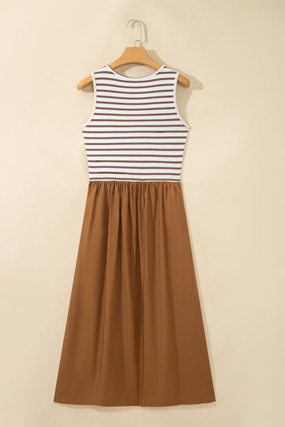 Striped Color-block Sleeveless Dress