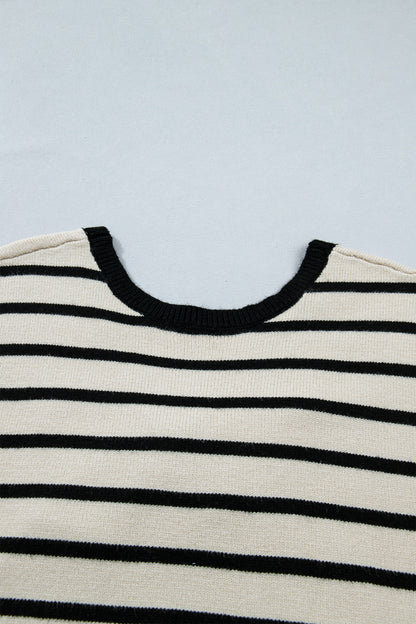 Stripe Bow Short Sleeve Sweater