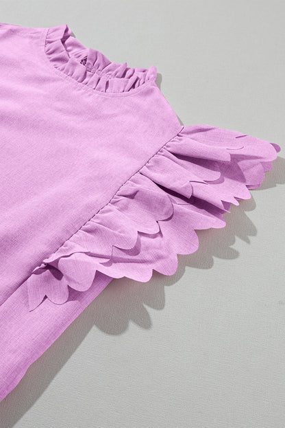 Pink Scalloped Flutter Top