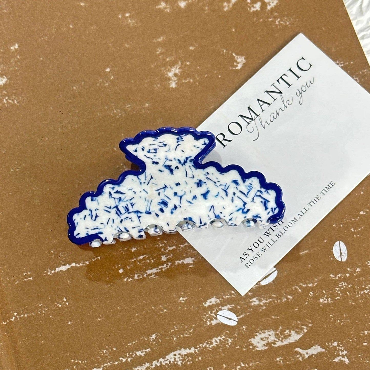 Vintage Porcelain Style Half Moon Claw Clips